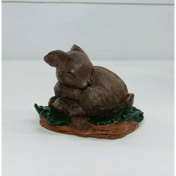 Vintage 1990 Pecan Resin Baby Deer Sleeping Hand Painted Brown - Picture 9 of 12